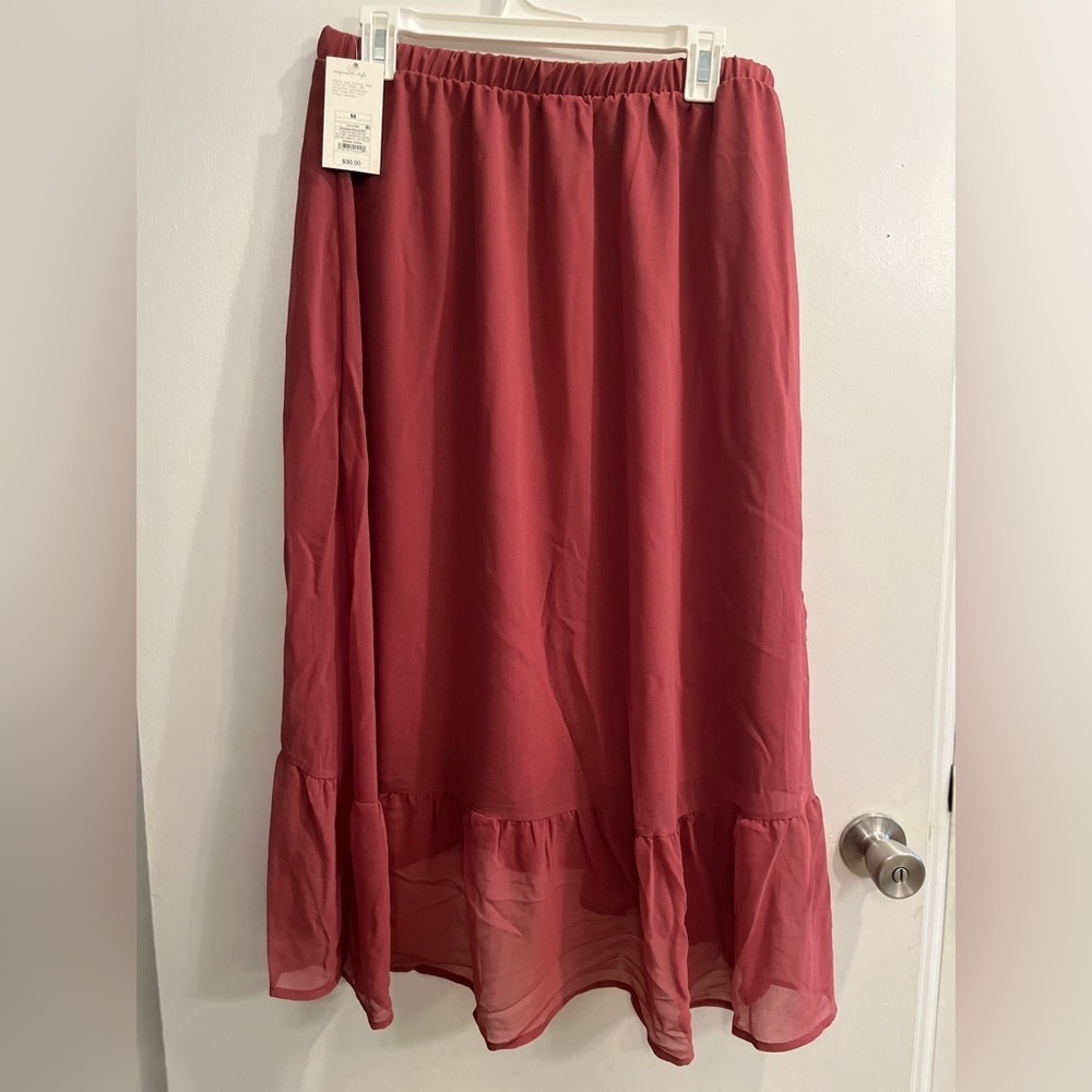 A New Day ruffle midi skirt in rose pink, size medium, new! - Picture 4 of 10